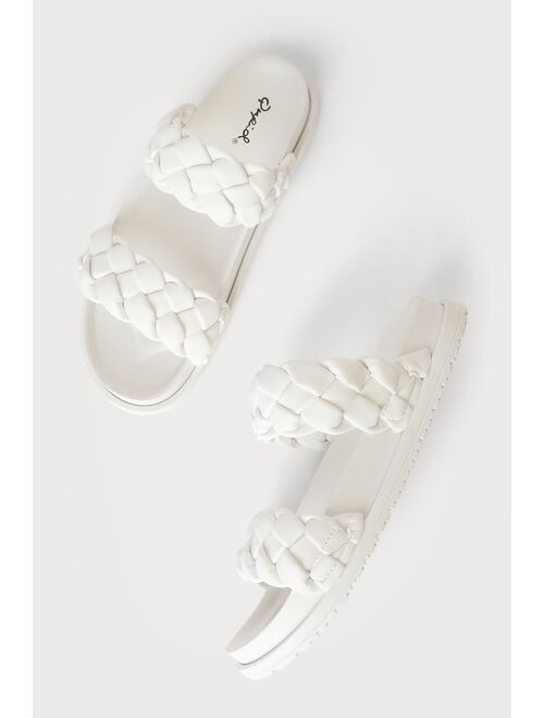 Lulus Eloise White Braided Slide Sandals