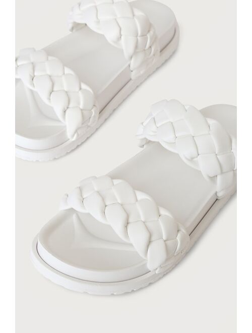Lulus Eloise White Braided Slide Sandals