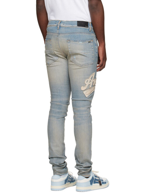 AMIRI Indigo Varsity Applique Jeans