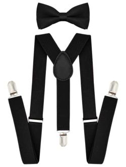 trilece Kids Boys Suspenders Bow Tie Set Adjustable Y Back Child Toddler Suspenders Bowtie