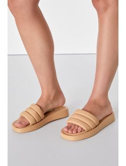 Matisse Pax Light Nude Flatform Slide Sandals