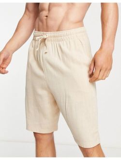linen lounge shorts in beige