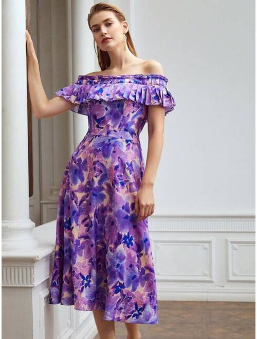 MOTF Premium Viscose Blend Floral Off Shoulder Dress