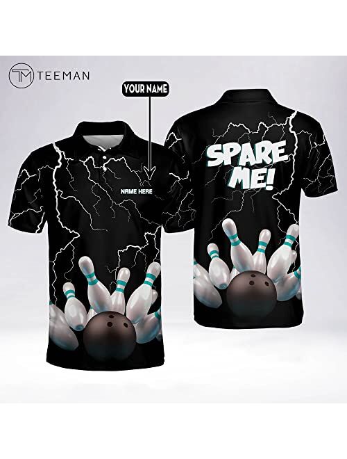 TEEMAN Custom Funny Bowling Shirts with Names, Spare Me Bowling Shirt, Men's Bowling Team Jersey Short Sleeve for Men