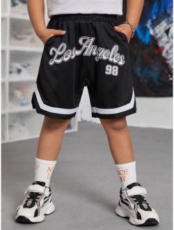 Toddler Boys Letter Graphic Contrast Tape Shorts