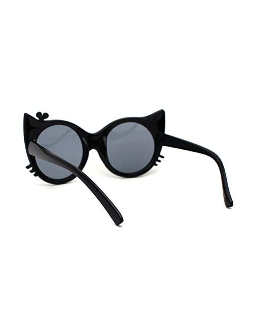 Sa106 Girls Kitty Cat Ear Whisker Flower Cat Eye Sunglasses