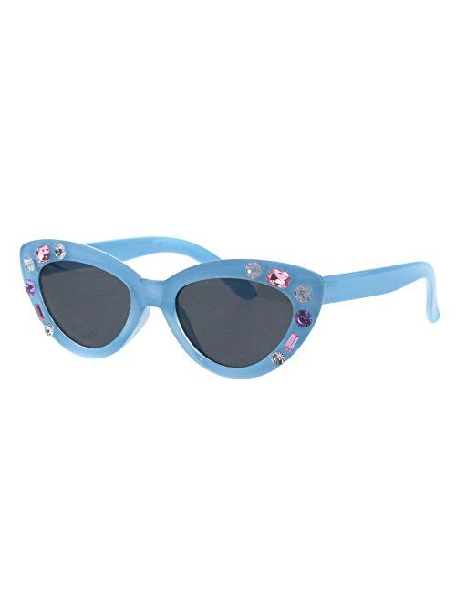 Sa106 Kids Size Girls Large Rhinestone Bling Thick Plastic Mod Cat Eye Sunglasses