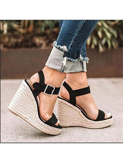 VICKIVICKI Women's Platform Wedges heels Sandals Wedge Espadrilles Ankle Strap