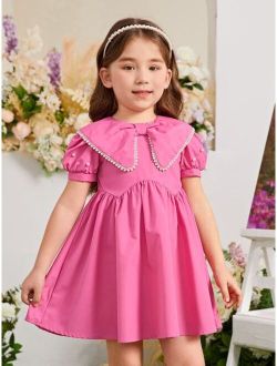 Kids Nujoom Toddler Girls Statement Collar Puff Sleeve Smock Dress