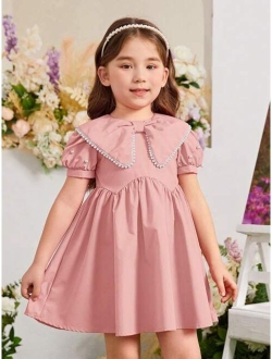 Kids Nujoom Toddler Girls Statement Collar Puff Sleeve Smock Dress
