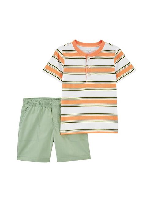 carters Toddler Boy Carter's Striped Henley Top & Shorts Set