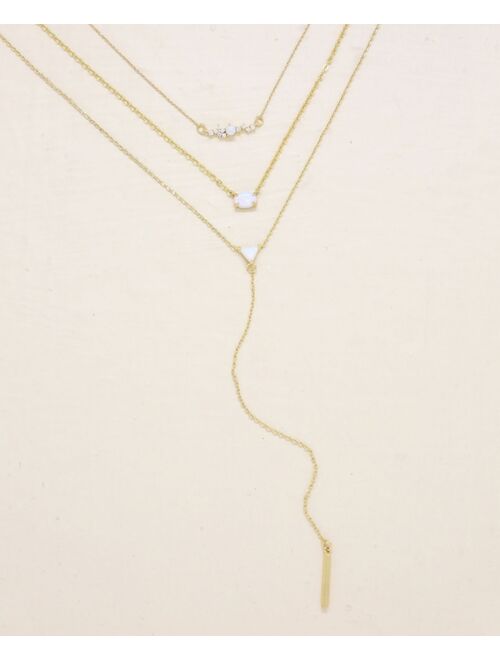 ETTIKA Layered Opal Lariat Necklace, Set of 3