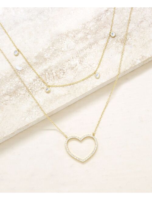 ETTIKA Crystal Heart Drop Layered Necklace, Set of 2