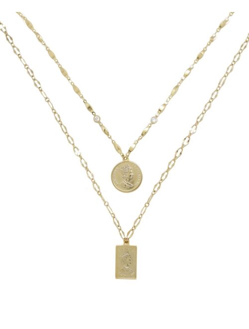 ETTIKA Medallions of Mine Layered Gold Plated Coin Necklace Set