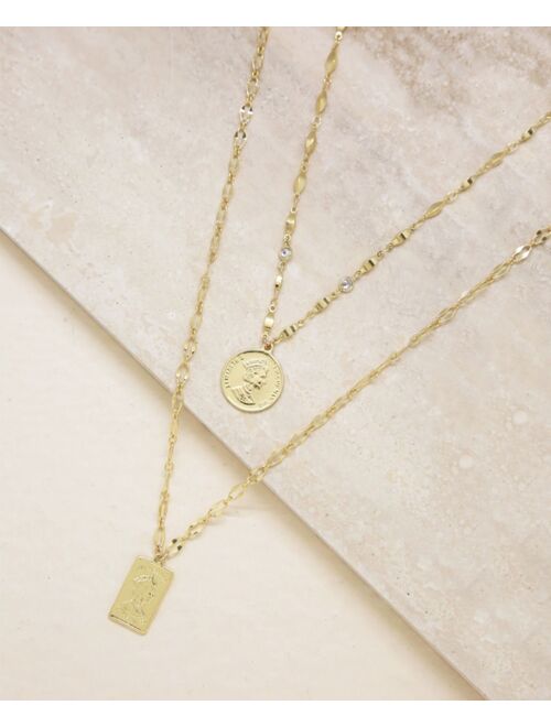 ETTIKA Medallions of Mine Layered Gold Plated Coin Necklace Set
