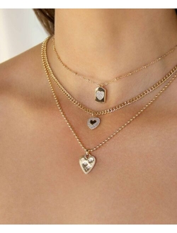 18k Gold-Plated 3-Pc. Set Cubic Zirconia Heart Pendant Necklaces