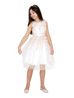 RARE EDITIONS Big Girls Shimmer Floral Embroidered Dress