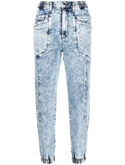 Retrofete cropped acid-wash jeans