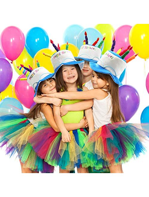 Novelty Place Blue Plush Happy Birthday Cake Hat - Unisex Adult Size Fancy Dress Party Hats - Perfect as Party Favors, Costume Accessories - Cake & 5 Multicolor Candles