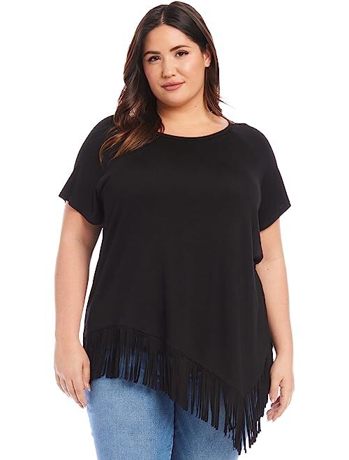 Karen Kane Plus Size Angled Fringe Top