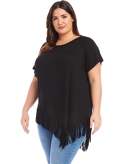Karen Kane Plus Size Angled Fringe Top