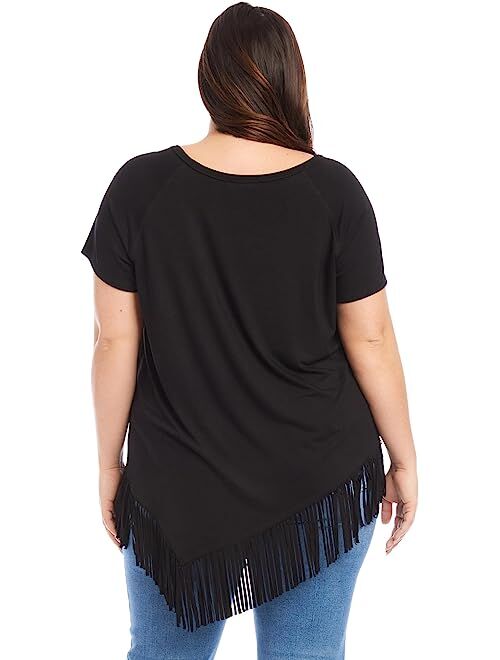 Karen Kane Plus Size Angled Fringe Top