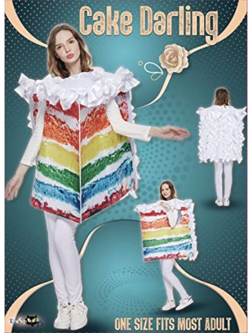FantastCostumes Unisex Adult's Sponge Cake Costume Diced Rainbow Cake Halloween Party Dessert Funny Cosplay Costume, Multicolored