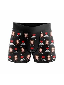 ADEDIY Custom Boxers for Men I Love You Love Hearts Men's Boxer Briefs with Wife's Face Shorts