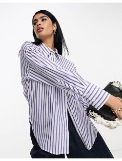striped shirt in white and blue