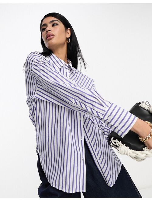 Mango striped shirt in white and blue