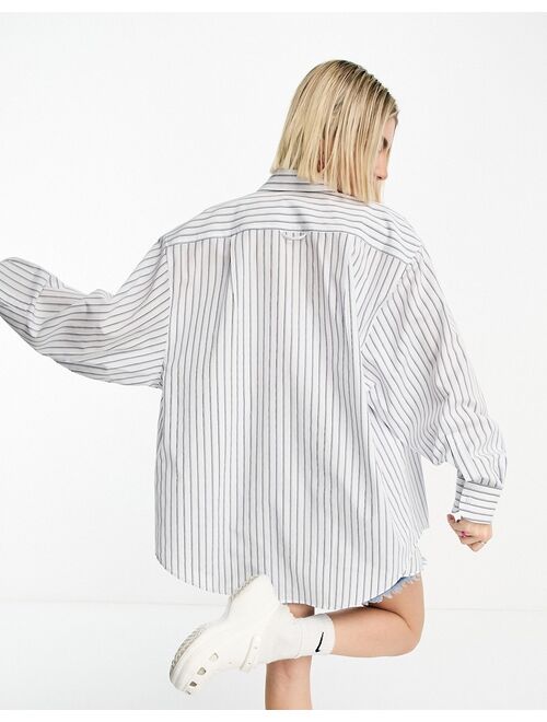 COLLUSION super oversized stripe shirt in white