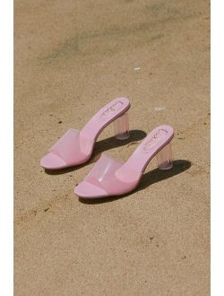 Narline Pink Lucite High Heel Slide Sandals