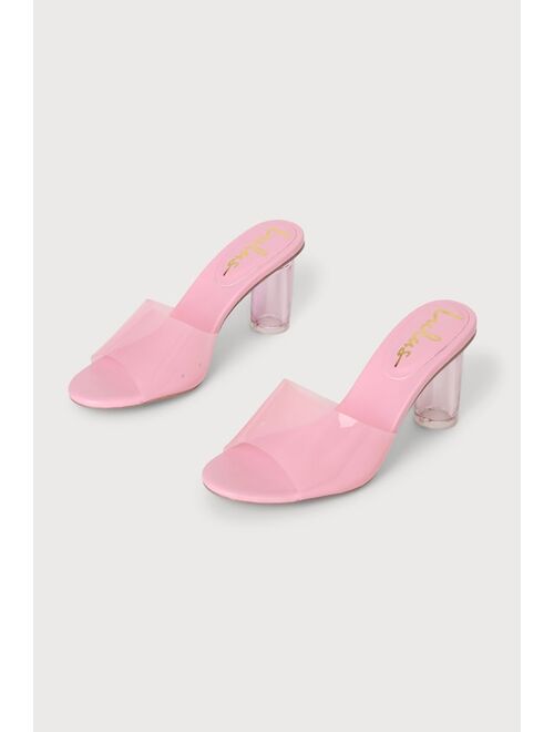 Lulus Narline Pink Lucite High Heel Slide Sandals