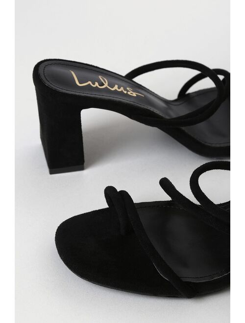 Lulus Kaylah Black Suede High Heel Sandals