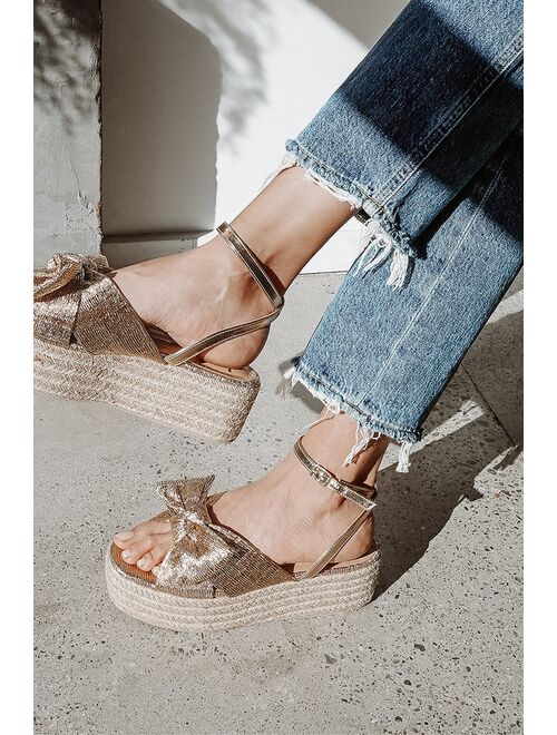 Lulus Rayanna Rose Gold Espadrille Platform Sandals