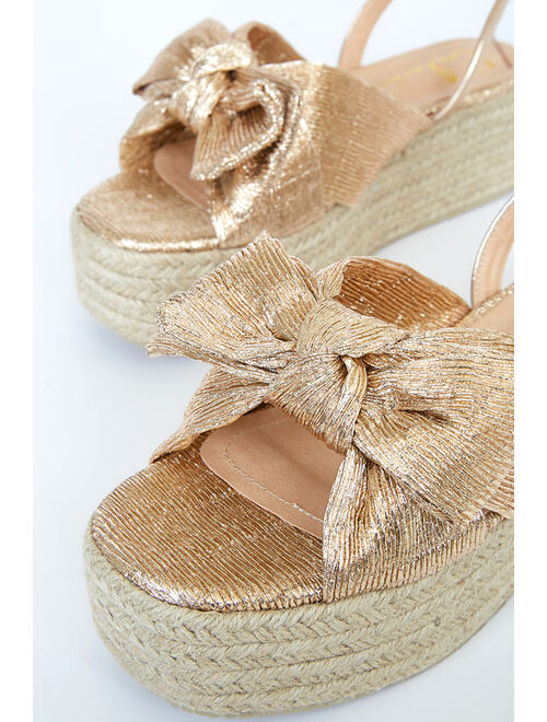 Lulus Rayanna Rose Gold Espadrille Platform Sandals