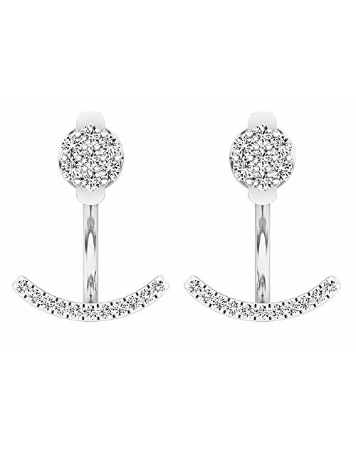 Dazzlingrock Collection 0.25 Carat (ctw) Round White Diamond Stud Earring Jackets 1/4 CT, Sterling Silver