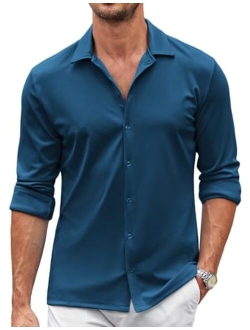 Men's Casual Button Down Shirt Wrinkle Free Shirts Long Sleeve Dress Shirt