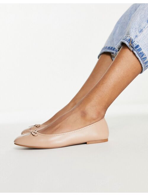 ASOS DESIGN Locus round ballet flats in beige