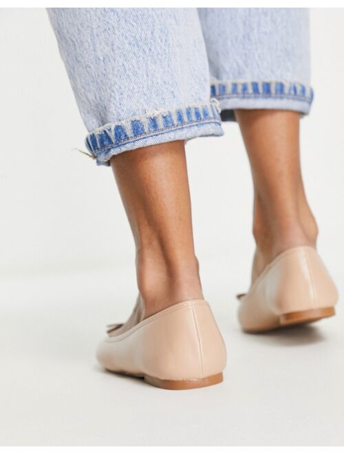 ASOS DESIGN Locus round ballet flats in beige