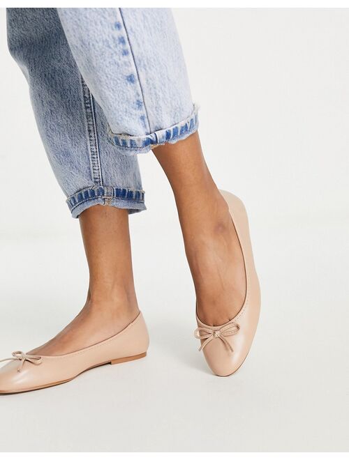 ASOS DESIGN Locus round ballet flats in beige