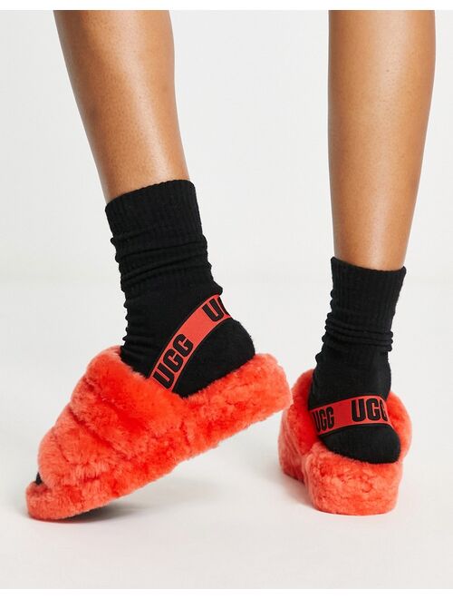 UGG Fluff Yeah slides in hazard orange