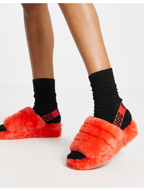 UGG Fluff Yeah slides in hazard orange