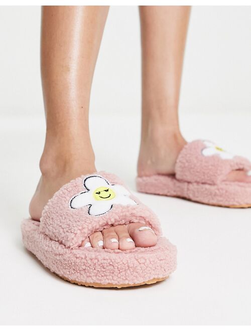 ASOS DESIGN Zahra chunky floral slide slippers in blush