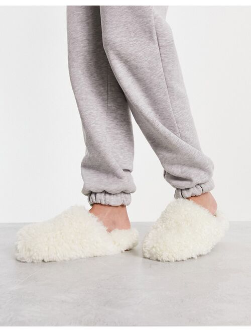 & Other Stories faux shearling slippers in beige
