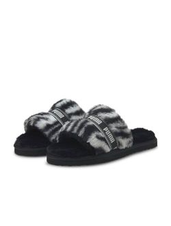 Fluff slippers in zebra print