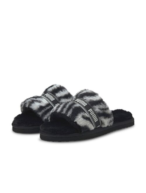 Puma Fluff slippers in zebra print