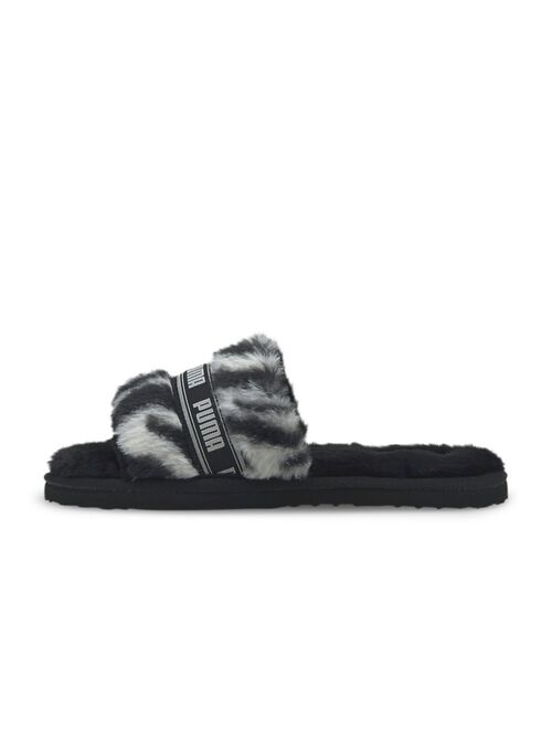 Puma Fluff slippers in zebra print