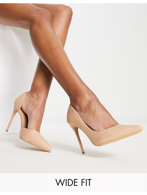 Truffle Collection wide fit stiletto heeled shoes in beige
