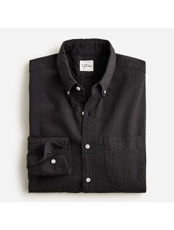 Garment-dyed organic cotton seersucker shirt